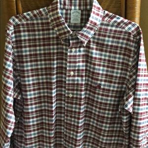 Brooks Brothers men’s burgundy, blue, white plaid-